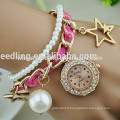 Nouveau design gilrs love diamond pearl strap lady watch